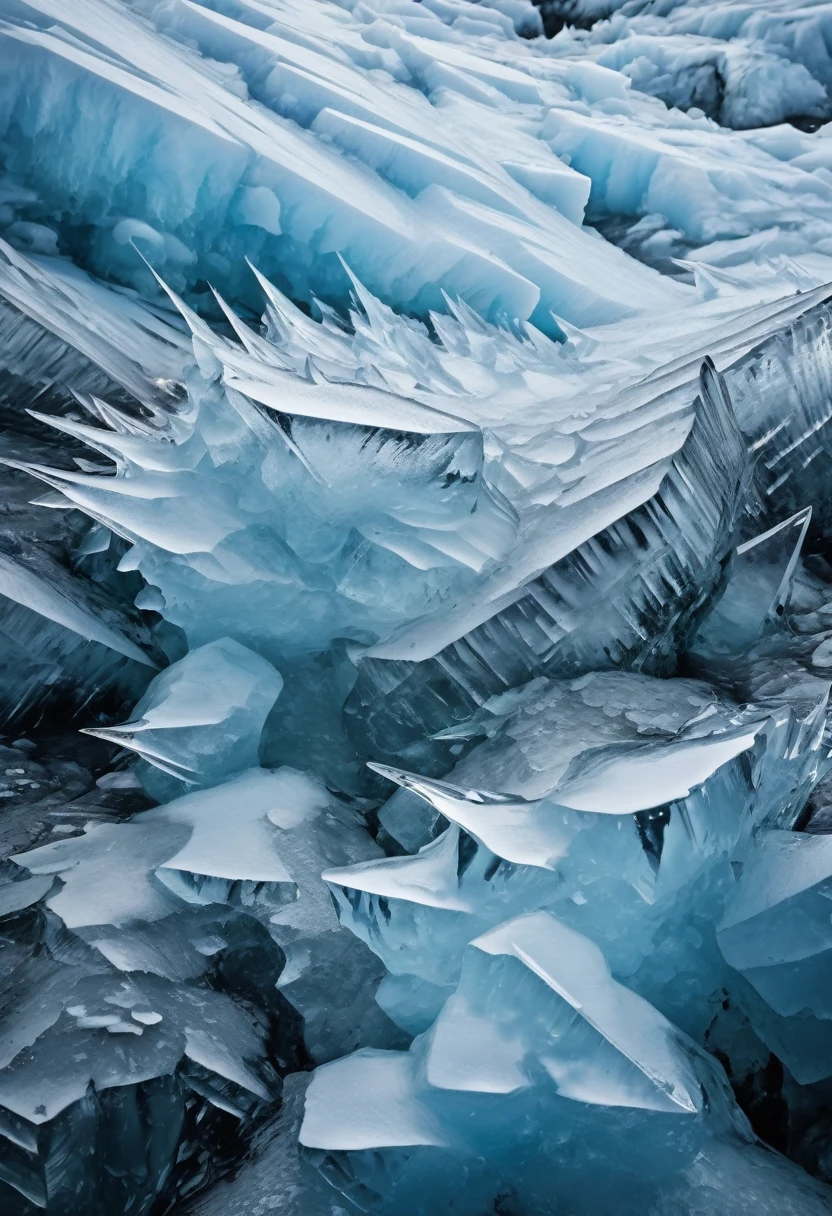 Chaotic and rugged ice texture