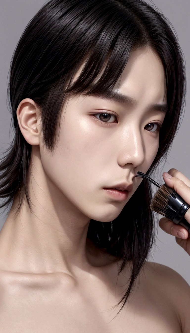 there is a man who is brushing his hair with a brush, Tae June Kim, Jimin\the right eyelid is swollen, south korean man, steven jung, Asian Male, joongwon charles jeong, profile picture with headshot, androgynous face, asian face, taken at the beginning of 2020, Hong Jun Hyung, beautiful chad chin, anti-chao
