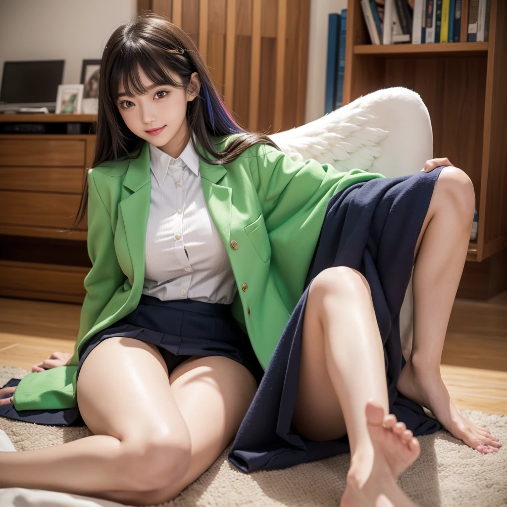 middle School girls，smile，Beautiful girls，The best quality to get you horny，uniform，Put your feet on the slime、Girls to play，Multi-colored hair，Perfect Girl，Super cute girl，uniform，blazer，School festival，Big Breasts，濡れたuniformのシャツを着ている，Long Hair、She has her bangs down，Angel，Ultra HD，Young girl，Sex，Naughty Girls，Full body image，Absurd，Beautiful girls，