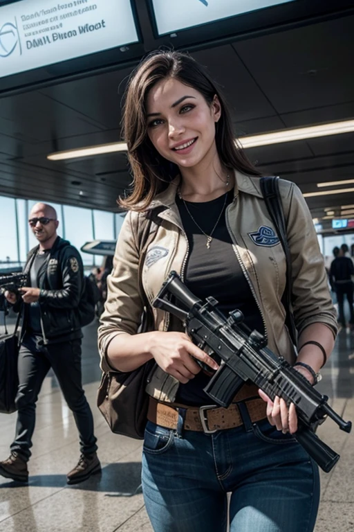 many people arriving by plane at the airport with smiles on their faces and with guns in their hands gta rp theme
