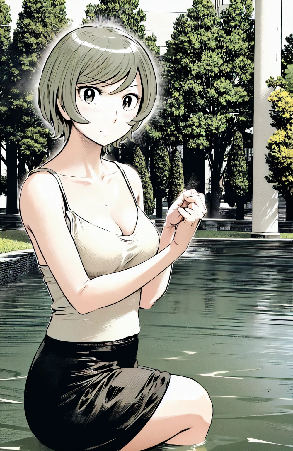 (slingshot bikini:1.2),
Blonde, (short hair:1.2),Illustration of a person、
View your viewers,, (Highest quality:1.3),One Girl, beach、Outdoor、 ground、ground、soil、blue eyeicro Bikini、(masterpiece、Highest quality)、Highest quality, Ultra-high resolution, (((masterpiece))), alone, Large breasts、One Girl, Front view、Embarrassed face、Bronze colored hair、((short hair))、Stand up straight、Cowboy Shot