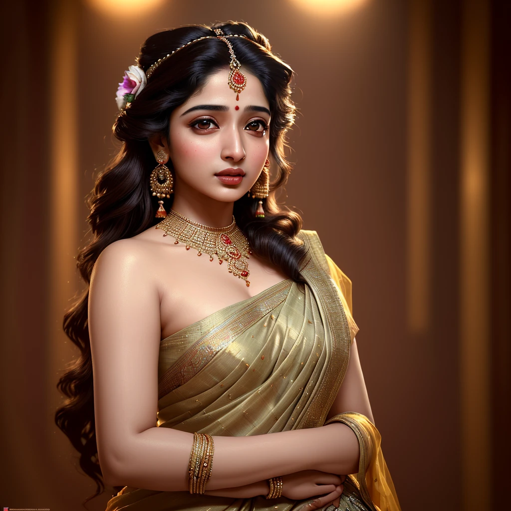 a beautiful young woman,tamanna bhatia,photorealistic portrait,detailed face,mesmerizing eyes,full lips,flowing hair,elegant dress,confident pose,cinematic lighting,vibrant colors,8k resolution,highly detailed,masterpiece,cinematic style,bollywood actress