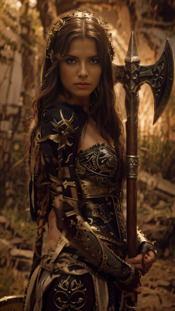 (best quality,4k,8k,highres,masterpiece:1.2),ultra-detailed,(realistic,photorealistic,photo-realistic:1.37), a beautiful female animal tamer, whip in hand, detailed face and expression, detailed clothing, high quality detailed portrait, hyper realistic, cinematic lighting, dramatic contrast, vibrant colors, fantasy art, moist skin texture, hyper detailed skin texture, Whip for taming wild animals, toned body