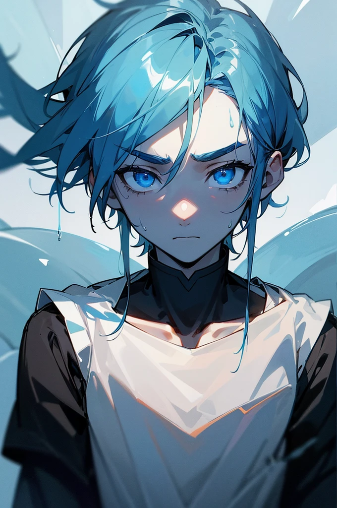 His avatar is an extremely melancholic blue boy。In that photo,His eyes were rendered blue,Filled with endless melancholy and contemplation。It was a deep blue,As if it could travel through his soul,Seeing through the pain and vulnerability in his heart。 There was a hidden sadness in his eyes,It is like refracting the stars in the endless night sky。The blue color condenses a deep and poignant universe in his eyes,There are emotions of loneliness and helplessness there。 His slender eyebrows furrowed slightly,It seems to be thinking about the confusion in his heart。The corners of his eyes drooped slightly,It gives a sad and heavy feeling,It was as if he was trapped in boundless grief。 The corners of his mouth rose slightly,But he couldn't hide the sadness under his eyes。His face was pale and thin,It's like suffering too much pain and suffering。 The entire avatar exudes a deep and atmosphere,Reveals his inner fragility and strong struggle。That extremely melancholic blue boy avatar,It's like a tragic painting,Awe-inspiring and sympathetic。