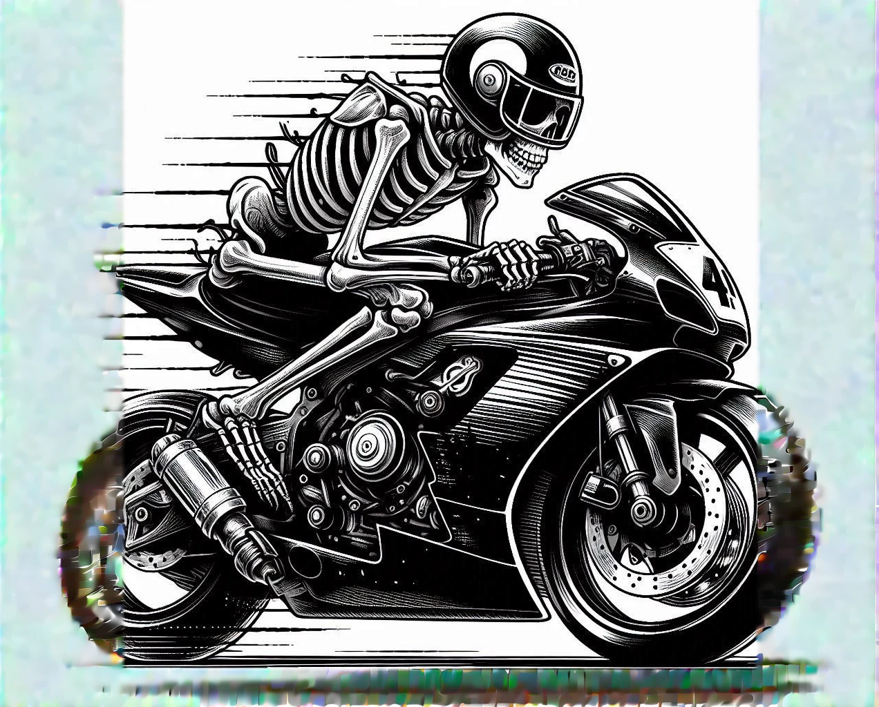 Black Ink Lineart, motorcycle Wheel, speed lines
