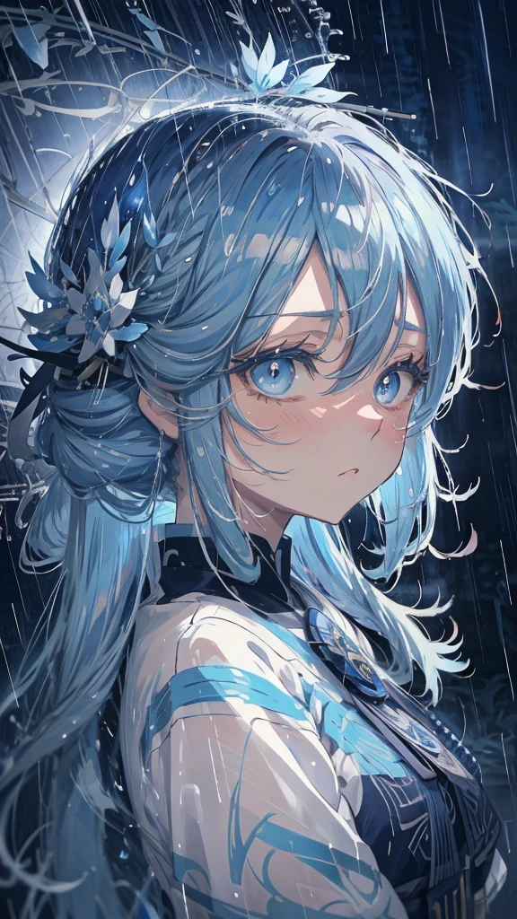 in the rain、Anime girl with blue eyes and long hair, by Yuumei, Beautiful anime portraits, 2D Anime Style, in the rainの涙, Sad blue eyes, Avatar Image, Shining blue eyes, Anime Shōnen, Anime style portrait, inspired by Okumura Masanobu, Beautiful anime style, Anime Moe Art Style, Anime art style