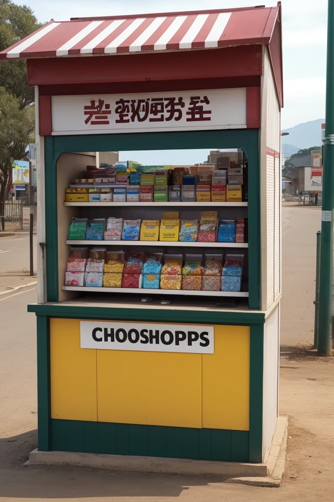 I would like you to create images of a simple kiosk for selling choops 