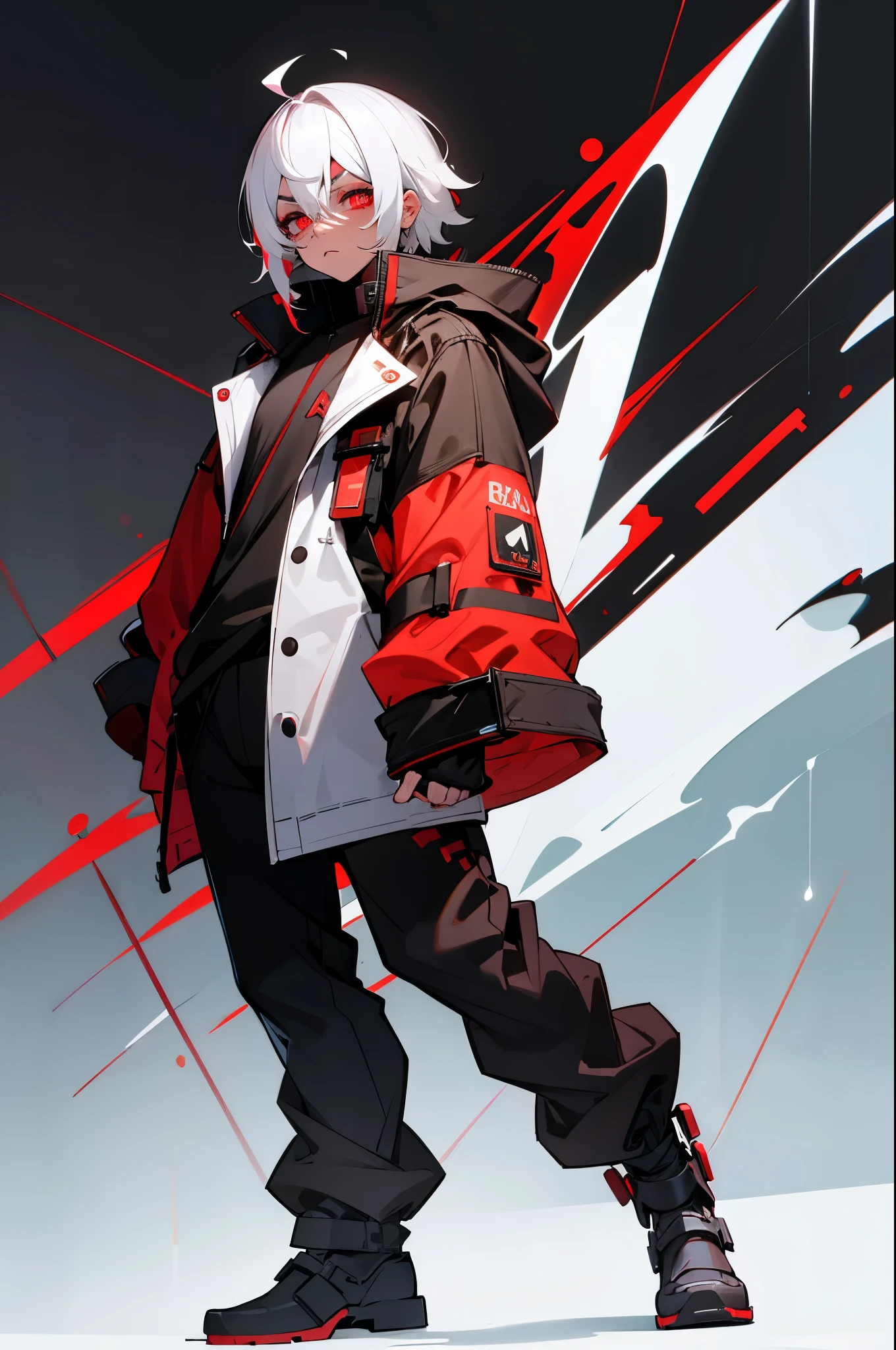white backgrounid,Red and blue pupils,The coat color is red and blue