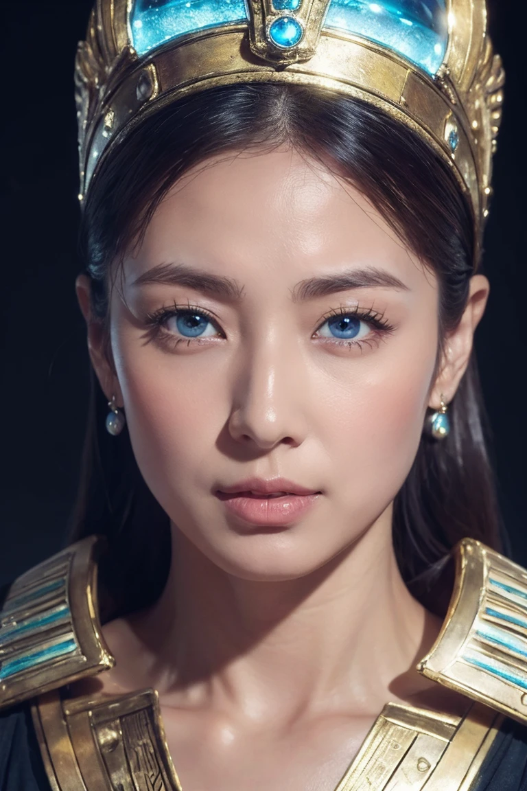 ((Highest quality、8K、masterpiece:1.3))、Photorealistic, Sharp focus, high resolution, High resolution, Portraiture, One person, woman, beautiful woman, sexy、古代エジプトを歩くエジプトのwoman戦士、Complex technology, Pyramids and ancient Egyptian cities far away、cyber-、Light and shadow、Cyan Light、