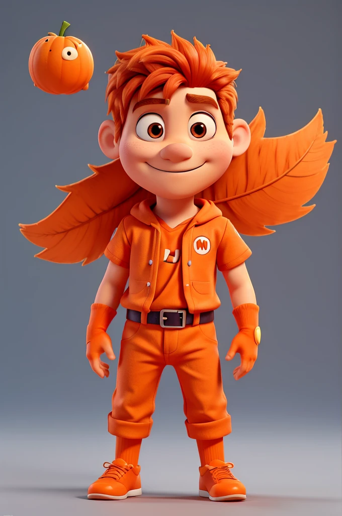 make a mascot, an orange boy from the "MD" brand inspired by the DreamWorks mascot in 3D and giving beauty