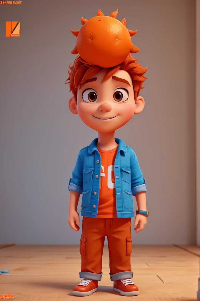 create a totally orange and 3d boy
