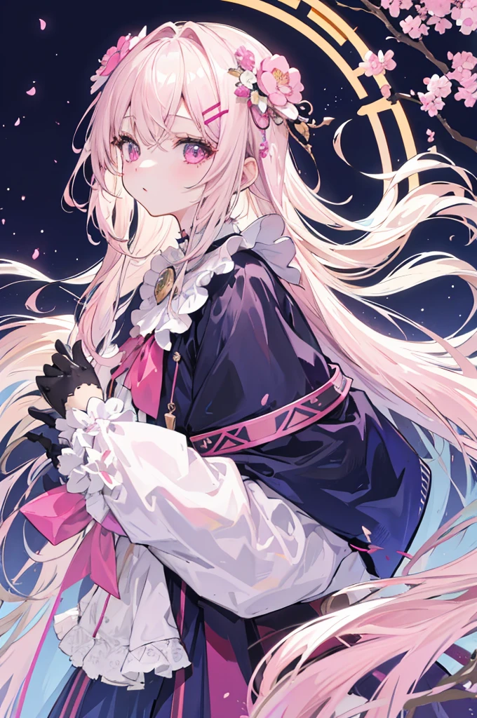 A girl with white hair and pink star eyes with a collar,And give you the end of the chain to which the collar is attached