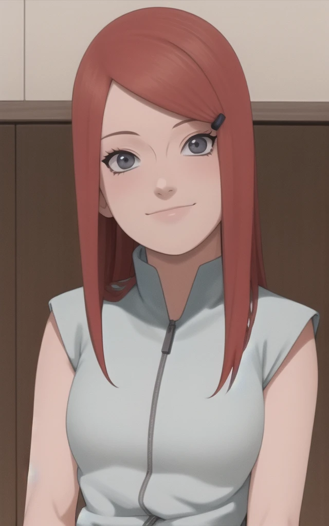 full body, uzumaki kushina, Kushina Uzumaki, masterpiece, high quality, UHD Quality, 4k Quality, perfect, perfection, perfect all,
long red hair, hair ornament, swept bangs, gray eyes, hairclip, perfect face, perfect body, perfect hair, expressive eyes, Soft smile, perfect waist, blushing, naked