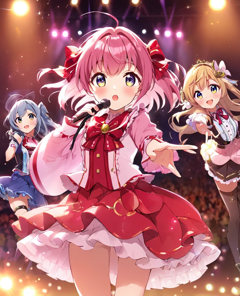 sing on stage、girls band、clear sky、Japan anime、Entire stage