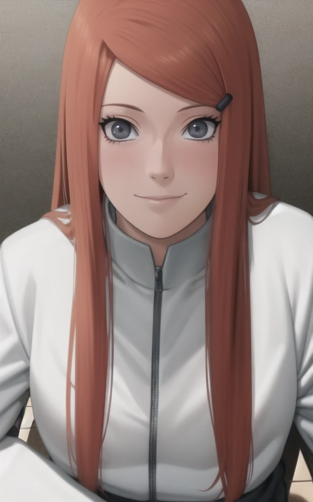 full body, uzumaki kushina, Kushina Uzumaki, masterpiece, high quality, UHD Quality, 4k Quality, perfect, perfection, perfect all,
long red hair, hair ornament, swept bangs, gray eyes, hairclip, perfect face, perfect body, perfect hair, expressive eyes, Soft smile, perfect waist, blushing, naked