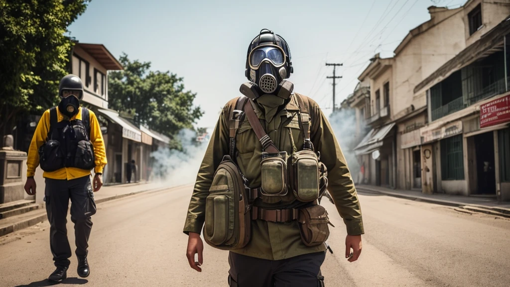 soldado, mecanico, futurista, portando fuzil de assalto,