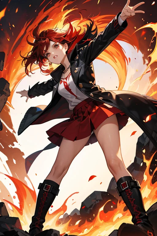 She has black and red hair with a white streak in the front as well as tan skin, brown eyes and red sunglasses shaped like fire. Tough QT also wears black boots, a red skirt and a black jacket. She has a red skirt fasted by metal chains. SPARKLE; GLITTER