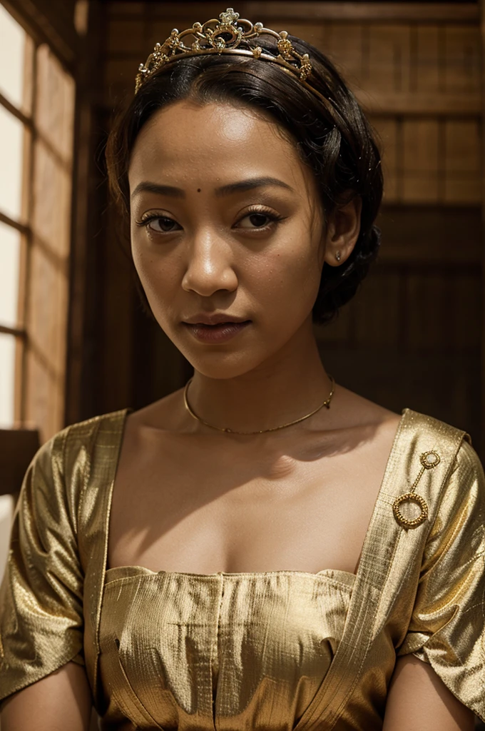 Ruth Negga, empress clothes, crown, African rings