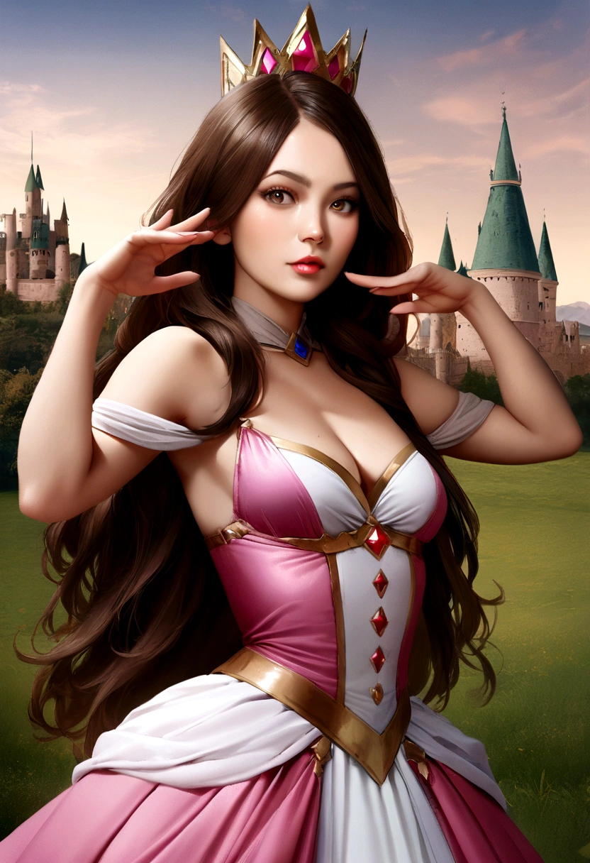 The two-dimensional beauty shows her chest