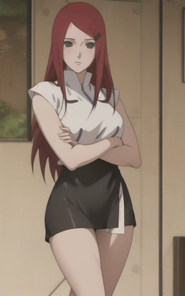 full body, uzumaki kushina, Kushina Uzumaki, masterpiece, high quality, UHD Quality, 4k Quality, perfect, perfection, perfect all,
long red hair, hair ornament, swept bangs, gray eyes, hairclip, perfect face, ((perfect body)), perfect hair, expressive eyes, Soft smile, perfect waist, blushing, naked