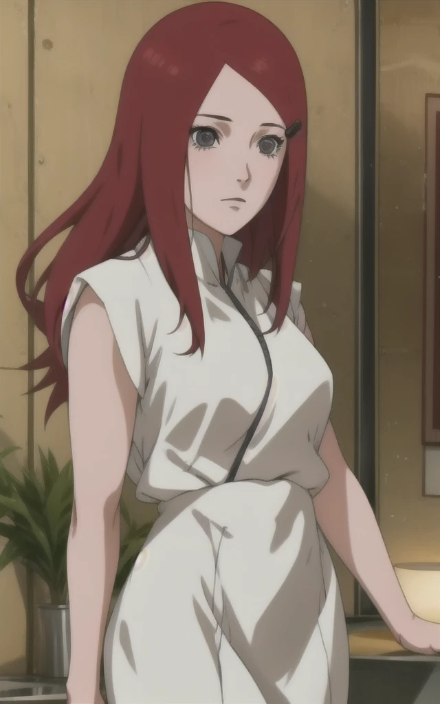 full body, uzumaki kushina, Kushina Uzumaki, masterpiece, high quality, UHD Quality, 4k Quality, perfect, perfection, perfect all,
long red hair, hair ornament, swept bangs, gray eyes, hairclip, perfect face, ((perfect body)), perfect hair, expressive eyes, Soft smile, perfect waist, blushing, naked