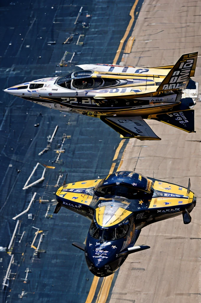 a futuristic aircraft racer with nascar markings flying in outer space in a space race, masterpiece, best, photo realistic space race