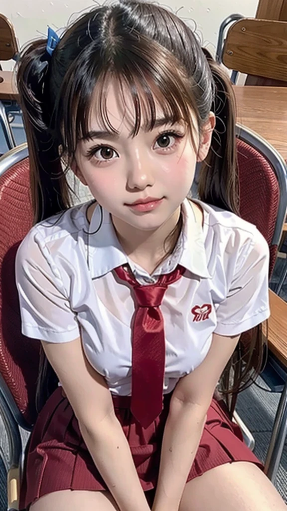 Japanese,,Baby Face、Ultra-flat chest、Ultra short height、An innocent smile、Flat Chestのクローズアップ、Flat Chest:1.85、cute,Primary school students,White collared pajamas、So small and so young、On the bed:1.85、She gives me good morning kisses:1.85、She spread her arms