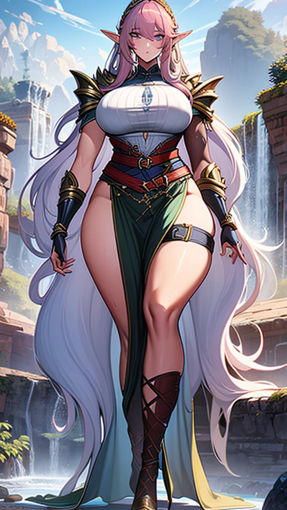High resolution,Sharp focus,(Super detailed,Very detailed),(Very detailed CG unity 8k wallpaper),(((Vibrant colors)))、
One Girl、DQ Minnea, Purple Hair、skin tanned, shiny skin,very shiny skin,Shiny body,plastic glitter 
skin,exaggerated shiny skin,illuminated skin))),
Complex eyes,Beautiful fine details,Symmetrical eyes,Big eyes:1.5,Seductive eyes, (((dark skin,dark_skin,lustrous skin:1.5,bright skin: 1.5,
(,Detailed body,(Detailed face)), cute,Lewd,erotic,Bold,Camel Toe,
Revealing clothing,show skin,slant eyes,
Circlet, Earrings, Silver Choker, Silver Bracelet,gleaming skin, wet skin, Dripping water,My whole body is wet,
(((Glamorous clothing)))Orange Dress、Embroidered costume,Glamorous costumes,Embroidered clothes,
(Flying debris, 超High resolution),Wear an iridescent aura,
Invisible Light, Amazing shine, Neon green glow, The colors of another world,Bright colors, Ghostly Effects,
(((vulgarity))),Sitting on a rock,Raise your knees,Leg spread,spread legs,(Anatomically correct),
Forest Fountain,Silent Water Surface,Plants are overgrown,reflection,rubble,weed,cracked cobblestone,Mossy wall,
Waterway,