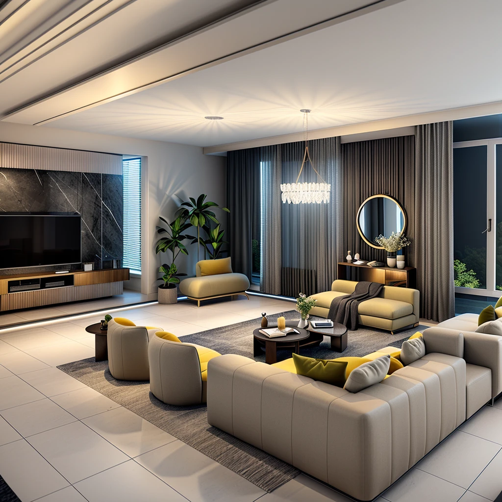 there is a large living room with a lot of furniture in it, high quality 3d render, high quality 3 d render, very realistic 3 d render, excellent 3d render, in style of 3d render, interior living room, highly detailed render, very realistic render, professional 3d render, stuning 3 d render, realistic 3 d style, insanely detailed rendering