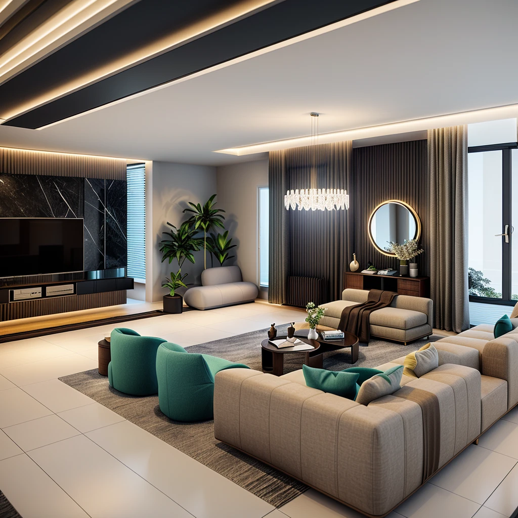 there is a large living room with a lot of furniture in it, high quality 3d render, high quality 3 d render, very realistic 3 d render, excellent 3d render, in style of 3d render, interior living room, highly detailed render, very realistic render, professional 3d render, stuning 3 d render, realistic 3 d style, insanely detailed rendering