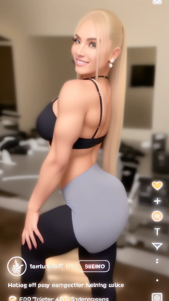 a woman in a black blouse and gray pants posing for a photo, toned backside, low quality video, focus on her back, thick, she is about 6 0 years old, highly detailed 8K ❤🔥 🔥 💀 🤖 🚀, showing the shoulder from behind, ela tem cerca de 50 anos, she is about 7 0 years old, corpo fitness ifbb