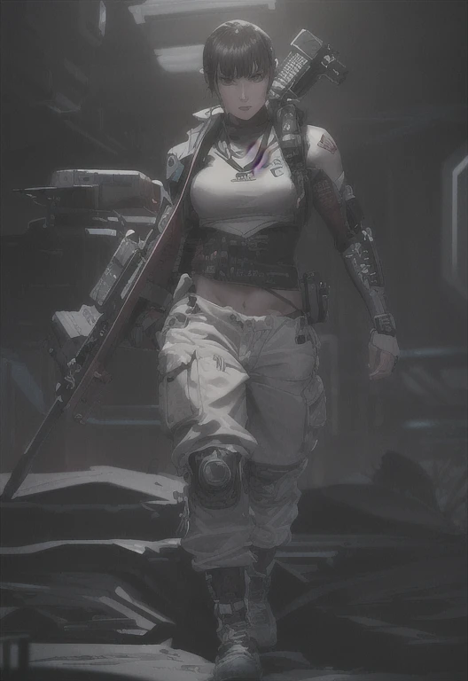 ((The best quality)), ((Masterpiece)), (Very detailed:1.3), ..............3D, beautiful (Cyberpunk:1.3) hacker woman, short hairstyle,short hair, Return to viewer, Thick hair, Operating computer terminal, head mounted display, computer server, LCD screen, fiber optic cable, Company logo, HDR (High Dymanic Range), ray tracing, NVIDIA RTX, super resolution, Unreal 5, Subsoil Scatter, PBR texture, Post-processing, Anisotropic filtering, depth of field, maximum sharpness and sharpness, Multilayer textures, Albedo y Highlight Maps, Surface shading, Accurate simulation of light-material interactions, perfect proportions, octane rendering, duotone lighting, Low ISO, white balance, rule of thirds, wide opening, 8K RAW, efficient sub-pixels, sub-pixel convolution, glow particles, dynamic pose