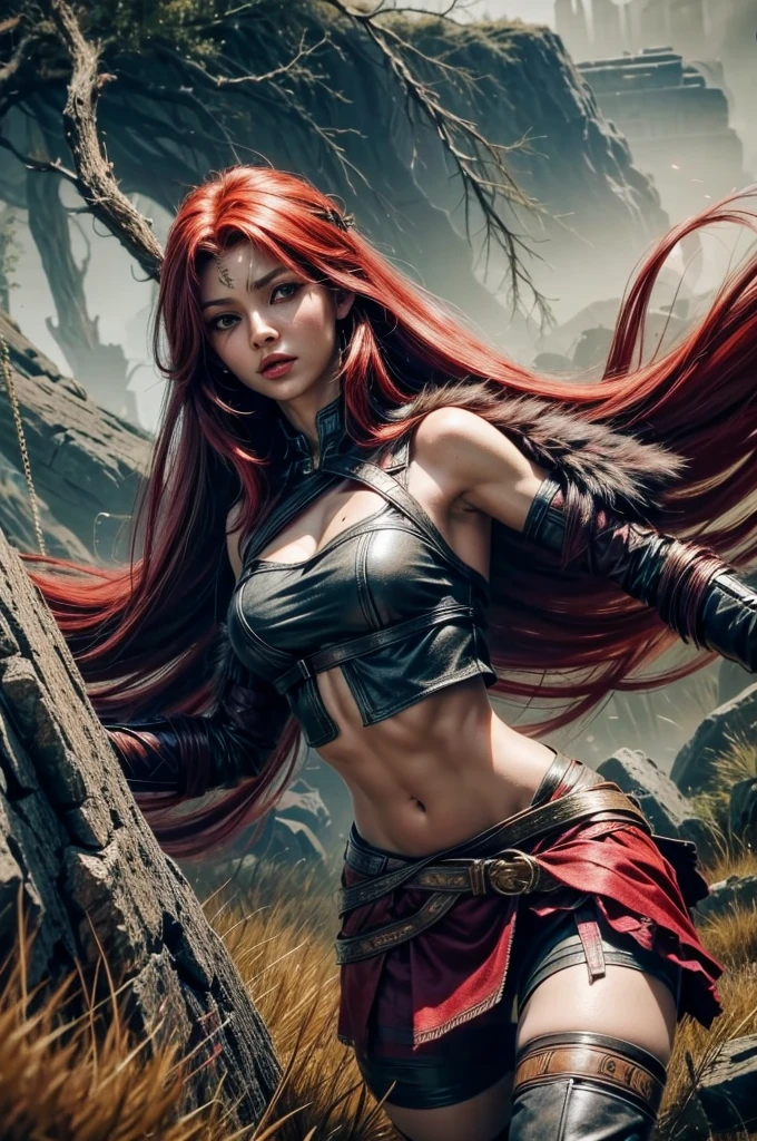 Fox girl warrior red