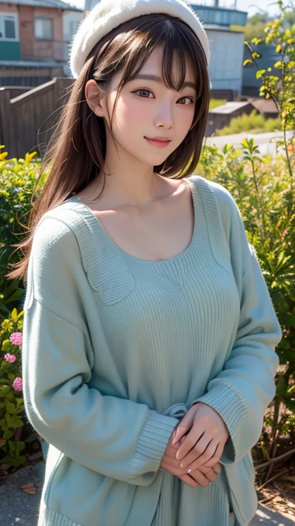 ((High-definition images, masterpiece, atmospheric perspective, 8K, Super detailed, Accurate, highest quality, single shot)), (casual style), Jacket, unbuttoned shirt, swollen areole, (round face, realistic eye size, droopy eyes, blush, smile), (((stand and spread your legs, ))), (in the forest, Mountain, rock, Narrow River, At night), blonde braid hair, small earrings, thin necklace, (light makeup), 