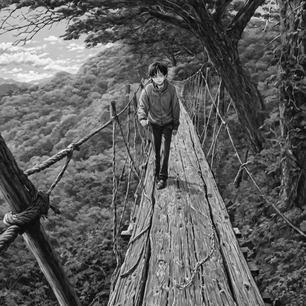 falling into the waterfall, (anime), bizarre scenario, This is Junji, Yusuke Murata, black and white, 8K, anime, horror