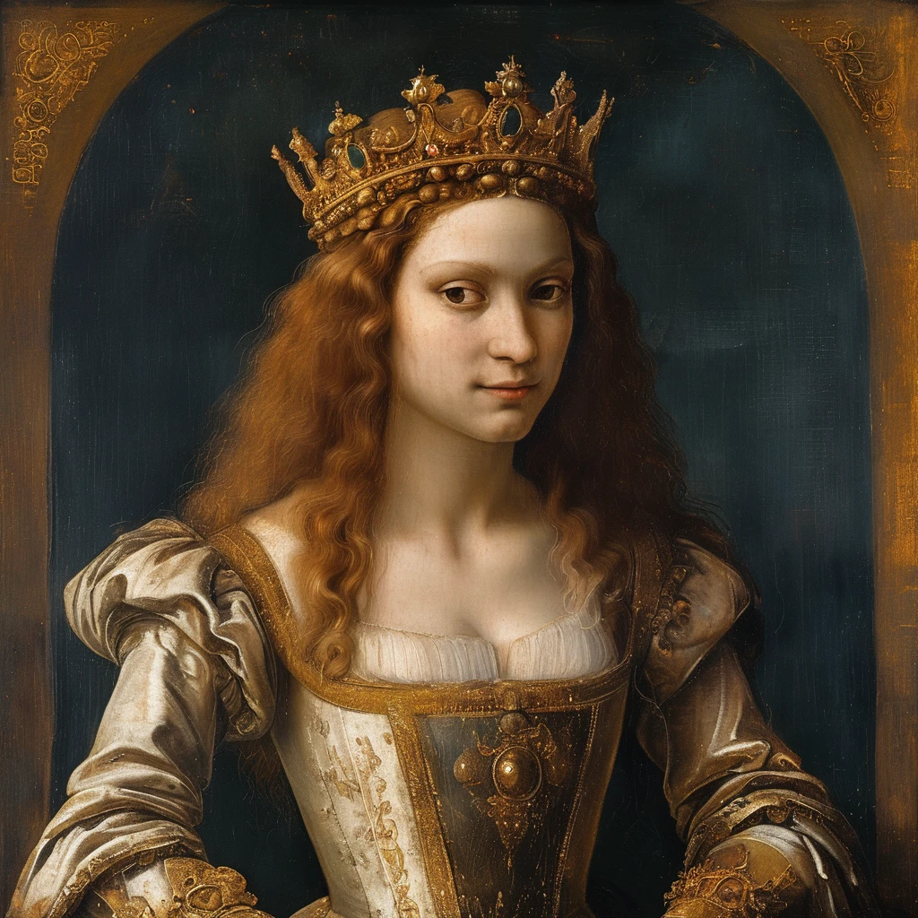 black woman as queen painting a picture, with regal attire, in the 17th century, an oil painting, inspired by leonardo da vinci, representing the ancient arts, with hermetic symbols, astrologia