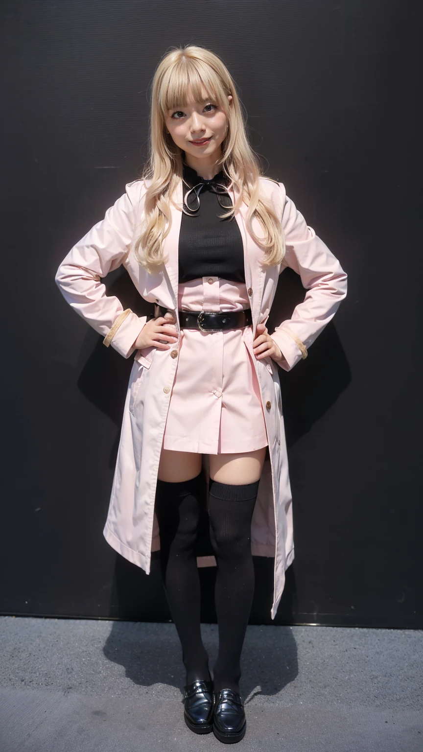 a cute little girl, wearing a nazi leather uniform, military hat, sadistic smile, in the style of the soft aurorapunk color palette, an anime illustration of her face, animated gifs, hand-drawn animation, charming sketches, soft and bright, hazy romanticism, superplane style, full figure, whte background 1:1--niji 5--expressive style