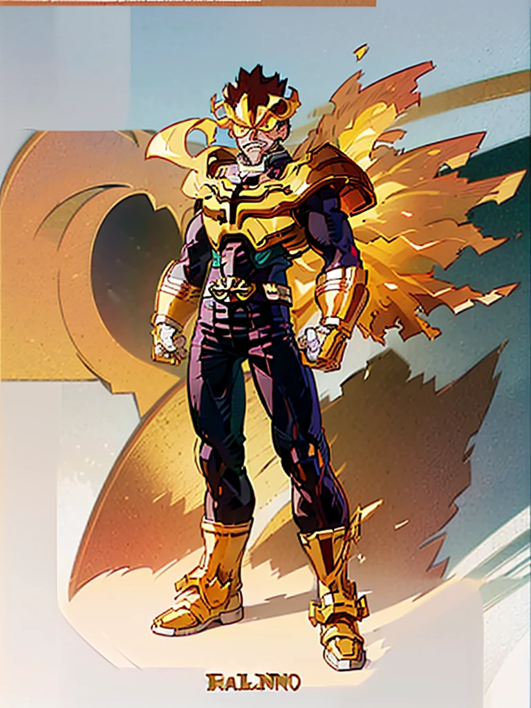 (((My Hero Academia Style))), ((Endeavor)), (Golden Armor), (Flaming Armor), ((Bull Armor)), ((Golden Bull)), ((Golden Plate Armor) ), ((Plate armor)), (((Perfect Anatomy))), (((Perfect Hands))), (((Super detailed))), (((full body photo:1.5))), 