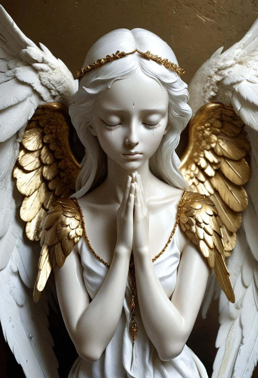 Angels shed tears，Gold and white，sacred，wing