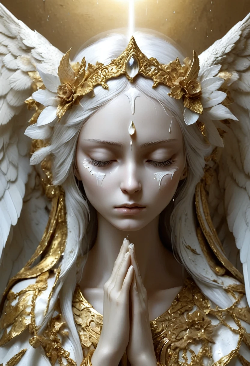 Angels shed tears，Gold and white，sacred，wing