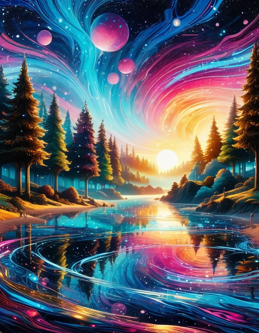 Plunge Buffy into a surreal dreamscape, where the digital interface transforms into a realm of abstract landscapes and supernatural entities, capturing the dreamlike essence of the series. Micro detailed, hyper realistic photo, vibrant colors, 16k