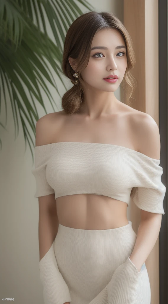 ((full naked1:1)), (Super Beautiful One Woman)、(Tall slender 24 years old)、Trained abs、Beautiful large breast、(droopy big tits)、brown areolas 、beautiful brown hair、erectile nipple、Beautiful pubic details are displayed、((Anatomically correct limbs))、((Photo-quality skin))。profetional lighting、(A hyper-realistic)、(hyper realisitic), (Illustration), (High resolution), (8K), (Extremely detailed), (Best Illustration), (Beautiful detailed eyes), (Best Quality), (super detailed), (masutepiece), (Wallpaper), (Detailed face), Solo, (Dynamic Pose), 1 girl, White wavy hair on chair, Korean, Heterochromic eyes, Small moles under the eyes, ((Short apron)), Huge breasts, Long legs, Transparent shirt, (Camel toes), (No bra), (())