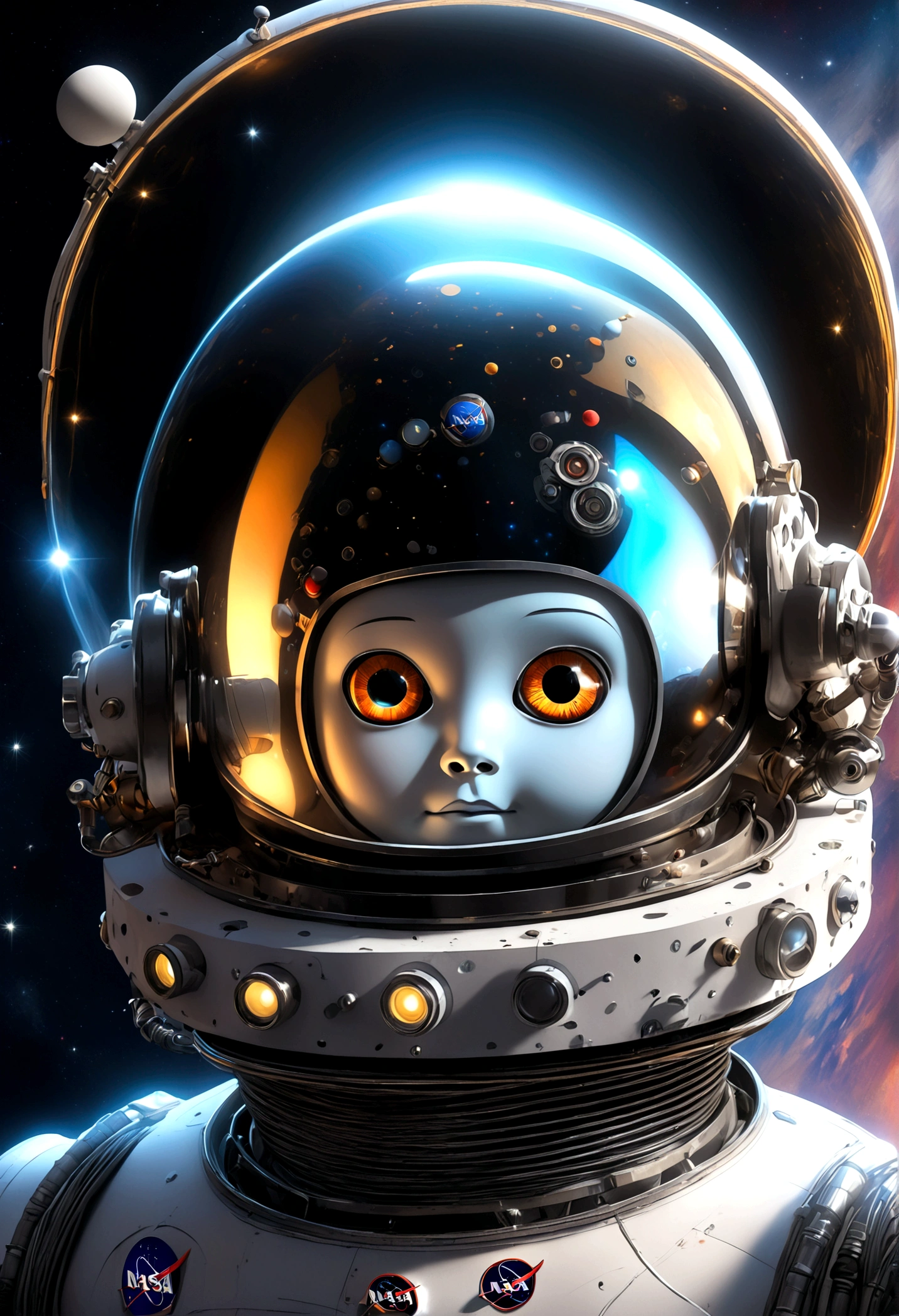 (knitted toy voodoo doll:1.7), (Cyber Voodoo Pilot:1.3), (Clothing: flight suit with orange circuitry:1.0), (Accessories: enchanted navigation helmet, glowing control console:1.2), (background: high-tech spaceship cockpit with floating, holographic star maps and mystical light:1.2), best quality, masterpiece, detailed soft oil painting, detailed background, dramatic cinematic lighting, soft edge lighting, professional, dramatic lighting, hard edge lighting, ultra quality, 4k,masterpiece, best quality, 8k, ultra highres, highres, extremely detailed