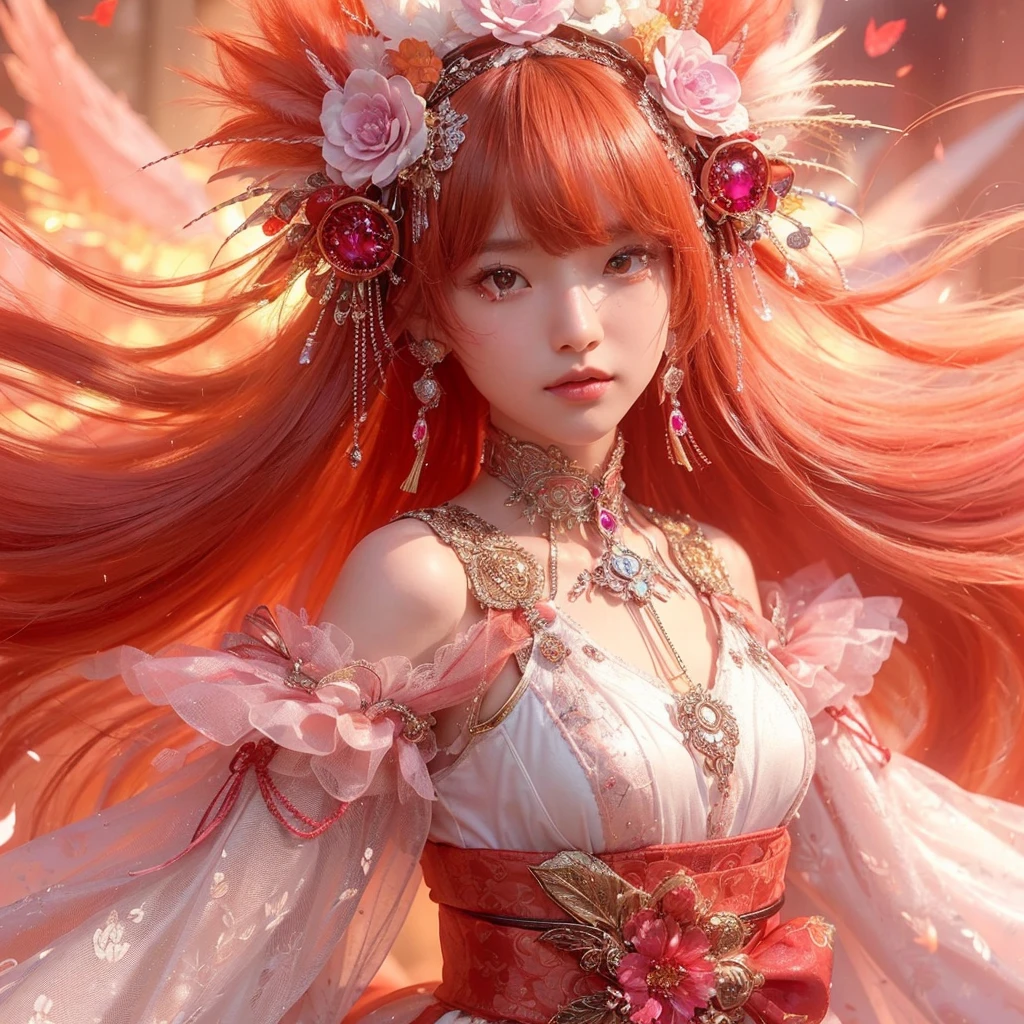 Light orange wind（（Red and white mech girl））National wind circle，Flying nine-tailed fat skull flame ethereal toad star，Golden-black damask white rabbit fur bra，Fuchsia pink diamonds, Tulle burgundy diamond shin guard，CG ，Light orange full set of thick mechs，Giant，, Realistic secret girl rendering, detailed face of a asian girl, Reality in the secret world, Smooth CG art, Realistic. Cheng Yi, Realistic secret style, A lovely secret rendering, 8K portrait rendering, Render character art 8 K, Kawaii realistic portrait，Golden-black damask white rabbit fur bra，Fuchsia pink diamonds, Tulle burgundy diamond shin guard((ultra real detailed.mecha-girl)Mink cotton suit mech，Bright blue and white feathers gold silk shoulder pads，Shi Zhong Huhu female Taoist，Tailfire，Tattooed with，Genius ratio，Silicone texture，Short bright purple hair，3D modeling，4K,8K,16K smooth (Masterpiece, Top quality, Best quality, offcial art, Beauty and aesthetics: 1.2), Very detailed, Colorful, Most detailed, branches,mecha-girl, （Mards）mecha-girl（canyons）， （Linen future mech girl）， Angry fighting stance， looking at the ground， Batik linen bandana， Crane pattern long sleeve garment，Mecha Maiden Canyon（Abstract propylene splash：1.2）， Dark clouds lightning background，Sprinkle with golden mech girl powder（realisticlying：1.4），Black color hair，Flour fluttering，rainbow background， A high resolution， the detail， RAW photogr， Sharp Re， Nikon D850 Film Stock Photo by Jefferies Lee 4 Kodak Portra 400 Camera F1.6 shots, Rich colors, ultra-realistic vivid textures, Dramatic lighting, Unreal Engine Art Station Trend, cinestir 800，Flowing black hair,（（（Red and white mech girl））），Front view，Pure transparency，Wear boxing gloves，Ice is permeable to gas，Film light and shadow，Panorama ultra-wide angle，extremely happy，The texture of the real person is delicate，Strong visual impact，Hyper-detailing，Dream girl，Refined face，prettyeyes，high saturated，Wear reflective sunglasses with a thick gold thread，crystal-clear，Good interpe