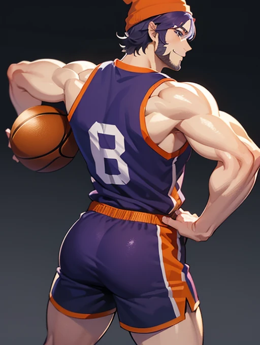 Male, masculine, hirsute, red hair, european, flex, pale skin, sweat, basketball player, holding basketball, full body, barefoot, big feet, white socks, playing basketball, solo, 1 man, running, playing basketball, wearing only underwear, naked, topless, tight underwear, no pants, steaming air, sweating, hot, sexy,  sunshine male,