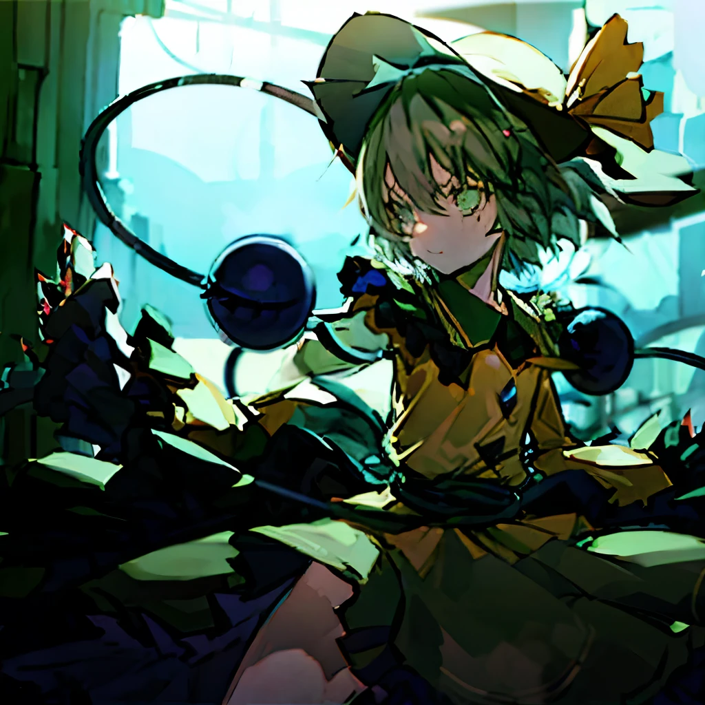 masterpiece, Top quality, best quality, Official Art, beautiful and aesthetic,
1 girl, komeiji koishi（Wearing a hat），Attacks enemies with bloody claws。fear