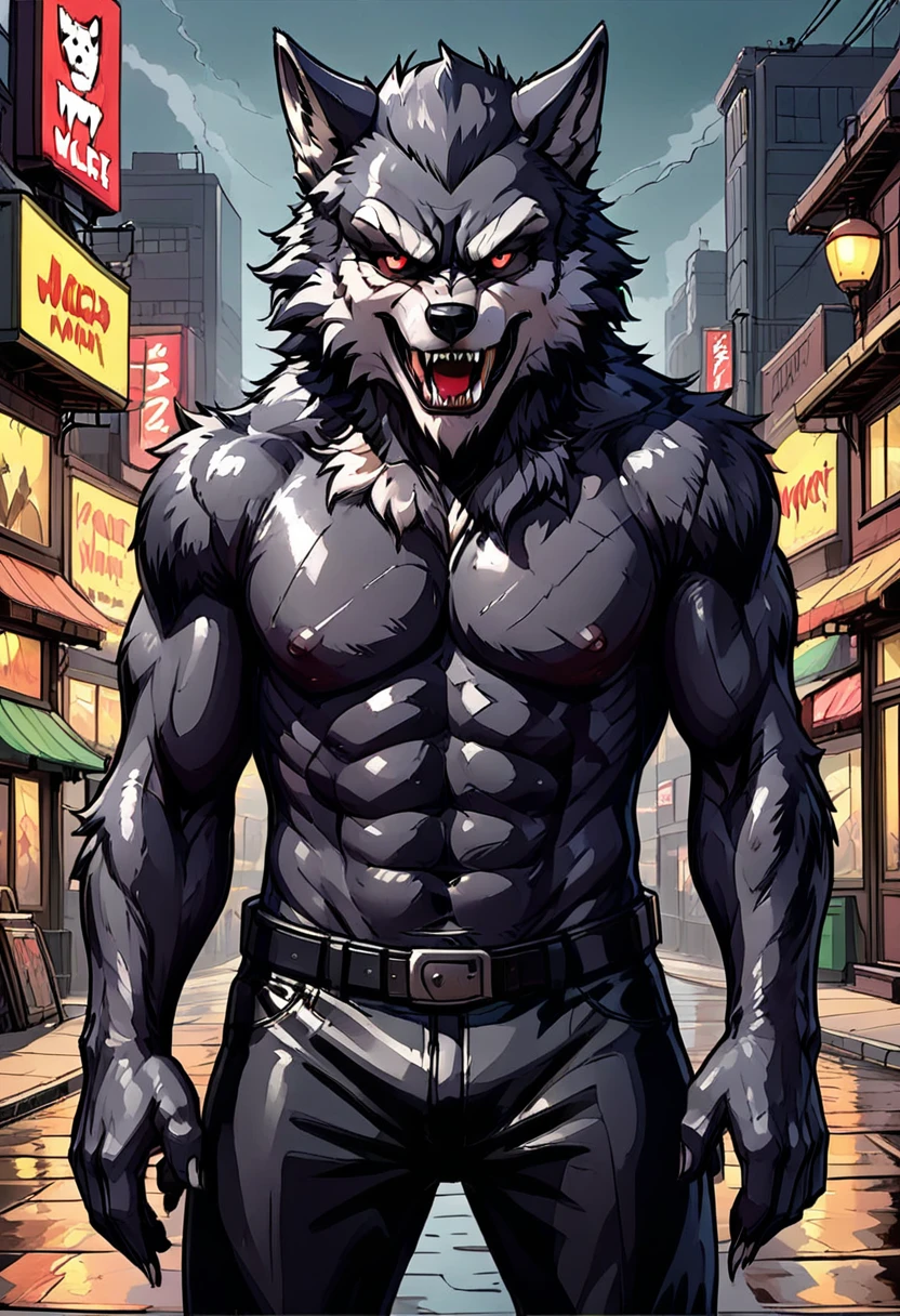 Wolf Man Black LaTeX costiumme angry 