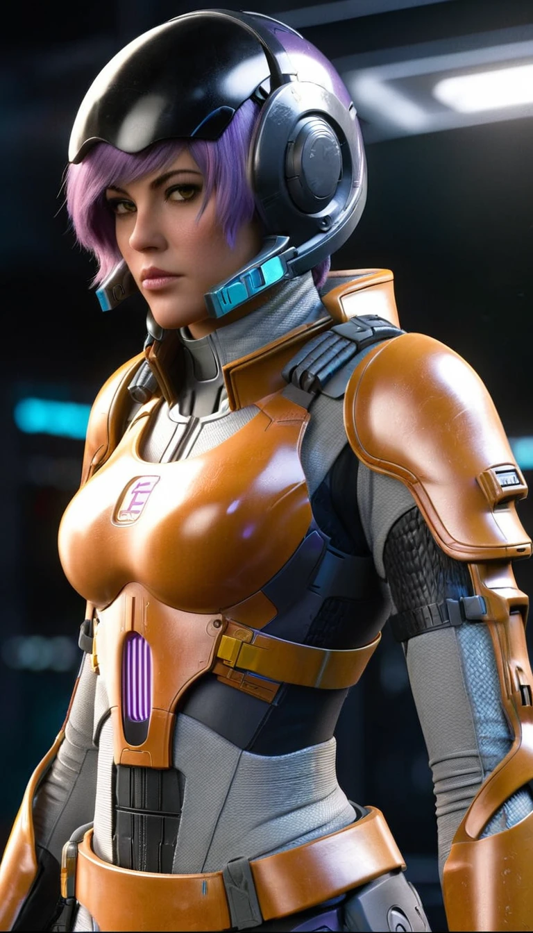 professional 3d model Cinematic scene, sabine wren, SILVER armor (HUGE BREASTS), Ghost in the Shell, detailed background, masterpiece, best quality, high quality, highres, absurdres . octane render, highly detailed, volumetric, dramatic lighting
