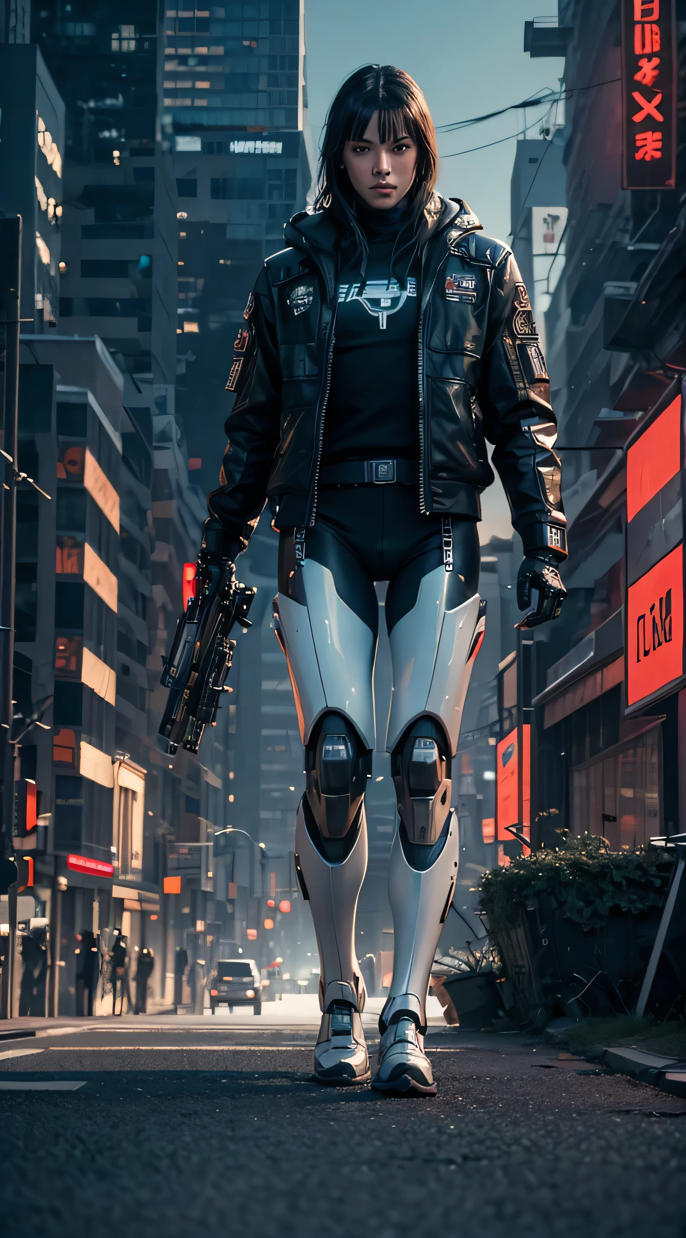 Dark_Fantasy,Cyberpunk, (Best quality, Masterpiece),white,1man,Mechanical marvel,Robotic presence,Cybernetic guardian,wearing a cybernetic jacket,city, highest quality digital art, Stunning art, wallpaper 4k, highly detailed, military robot,army, warzone,black and white, highest quality digital art, Stunning art, wallpaper 4k,8k,64k, HD, unparalleled masterpiece, dynamic lighting, cinematic, epic, damaged mechanical parts