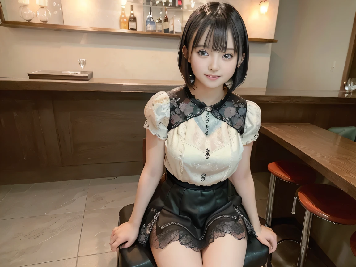 (highest quality:1.5),(8K:1.5),(masterpiece:1.5),(high resolution:1.5),Large Breasts,Narrow waist,Thin and beautiful legs,White and beautiful skin,Clothing with low exposure,The background is a cafe